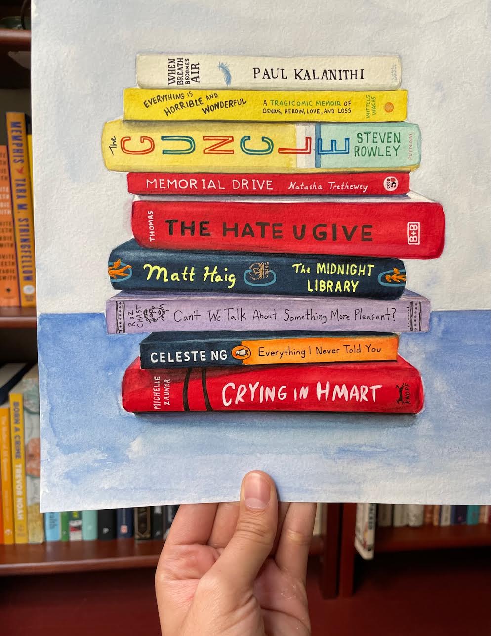 Book Stack for Processing Grief print